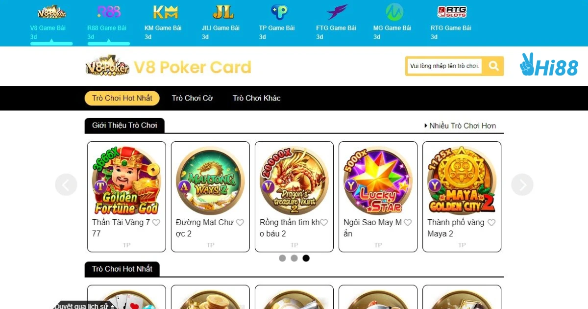 Đa dạng các loại game bài HI88